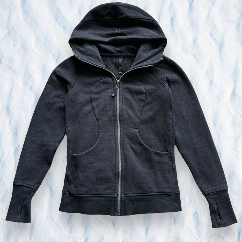 Lululemon Athletic Women Scuba Full zip hoodie black Sz 6 Workout Gym Casual - Picture 1 of 8